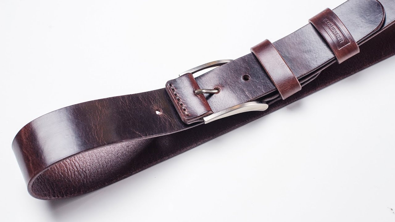 Ремень из кожи растительного дубления с эффектом pull up. Изготовление. Handmade leather belt
