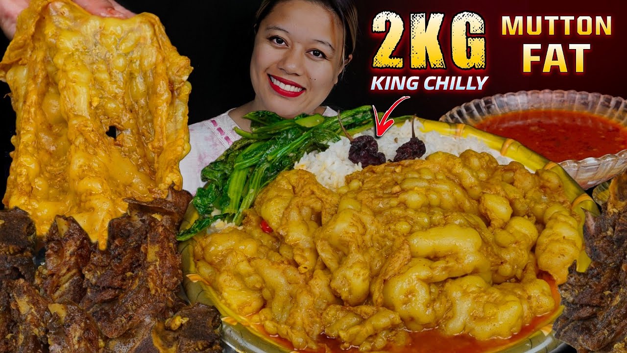 2KG Massive Mutton Fat curry, buff curry, king chilly and rice mukbang asmr|| mutton fat mukbang