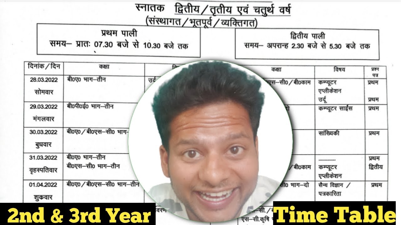 2nd & 3rd Year Time Table हुआ जारी ।। BA BSc BCom exam Time Table pdf, final year exam schedule 2022