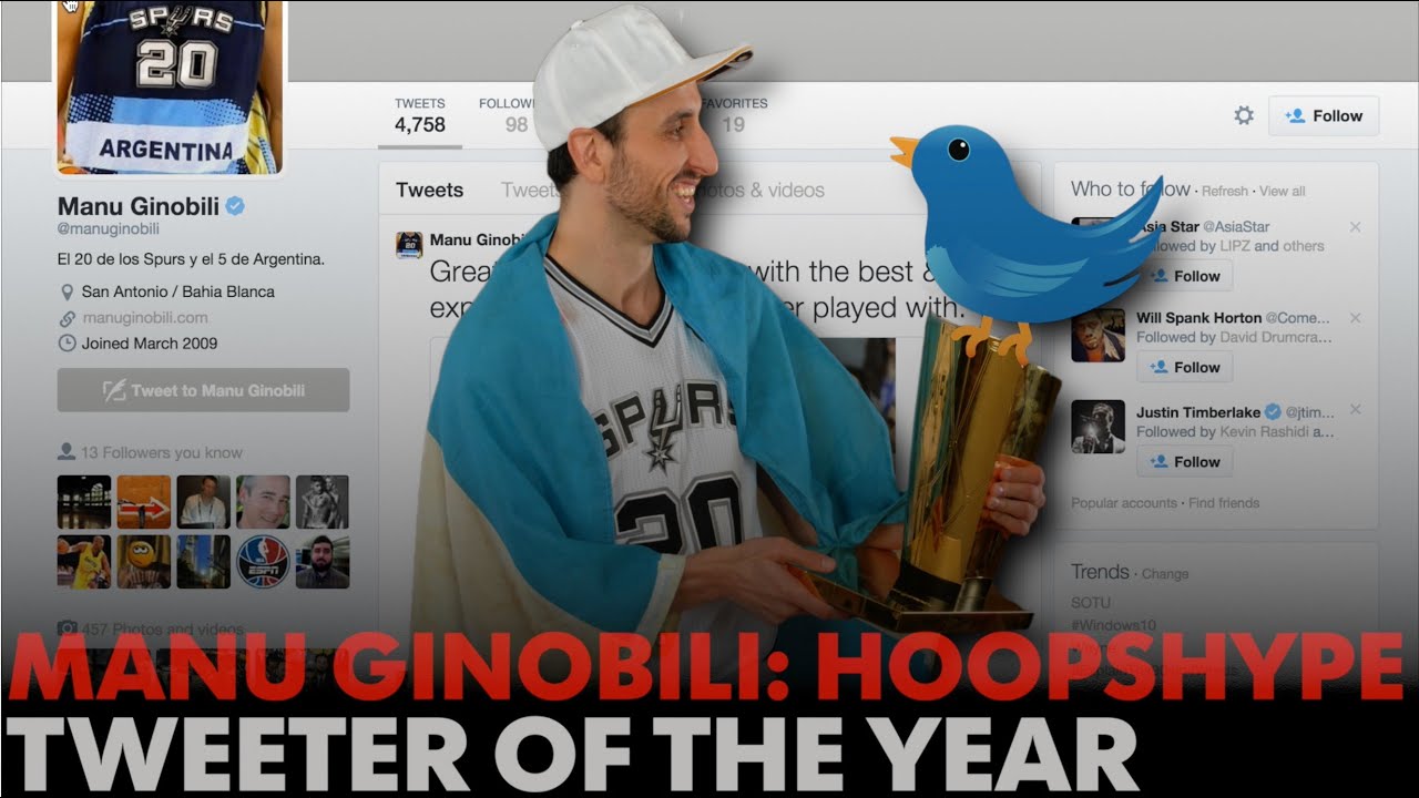 Manu Ginobili: Hoopshype 'Tweeter of the Year'