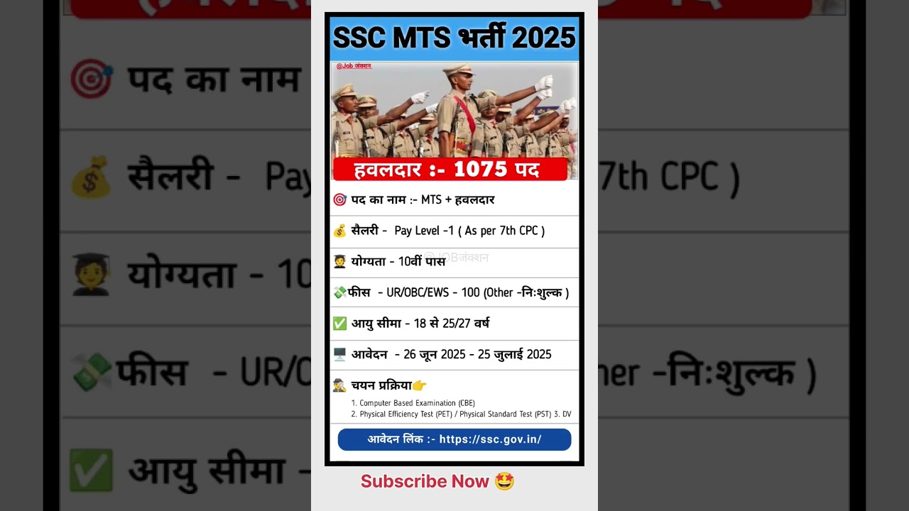 💯 SSC MTS Bharti 2025 | SSC MTS Havaldar 2025 | 💼 SSC Havaldar & MTS 2025 Jobs | #sscmts #ssc #short