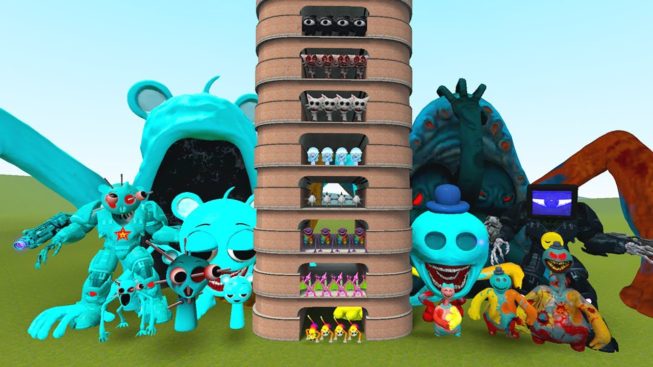 TALLGRASS LITTLE TO BIG ALL SKY BLUE SPRUNKI VS ALL DOEY POPPY PLAYTIME 5 ФАЗА 1 - 10 в GMod!