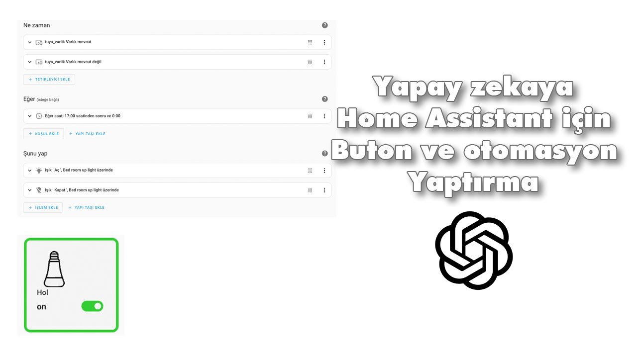 Yapay zekaya home assistant için button ve otomasyon yaptırma