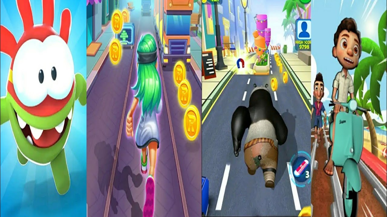 Om Nom: Run VS Subway Kong fu Run Panda VS Street Rush - Running Game VS Luca Subway Run 3D Gameplay