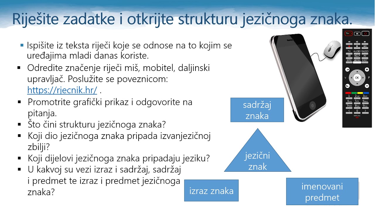 Hrvatski jezik, 3. r. SŠ - Komunikacija (jezični znak, višeznačnost i jednoznačnost leksema)