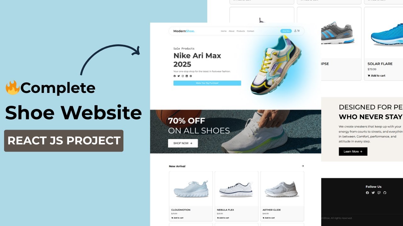 How To Make A Responsive Shoes Website Design Using React JS | Easy Tutorial