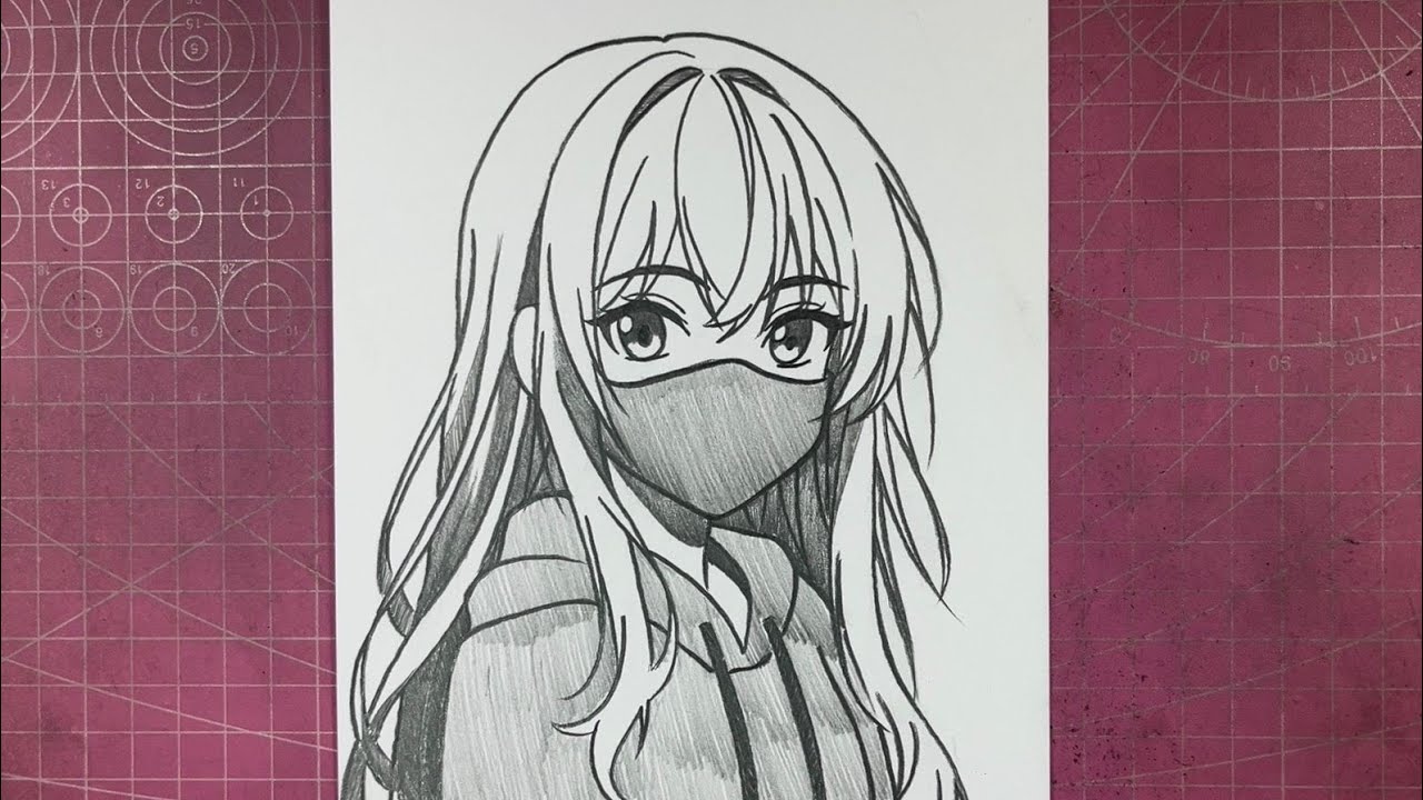 Easy Anime Drawing | How to Draw Anime Girl Wearing a Mask  | Drawing Anime Tutorial