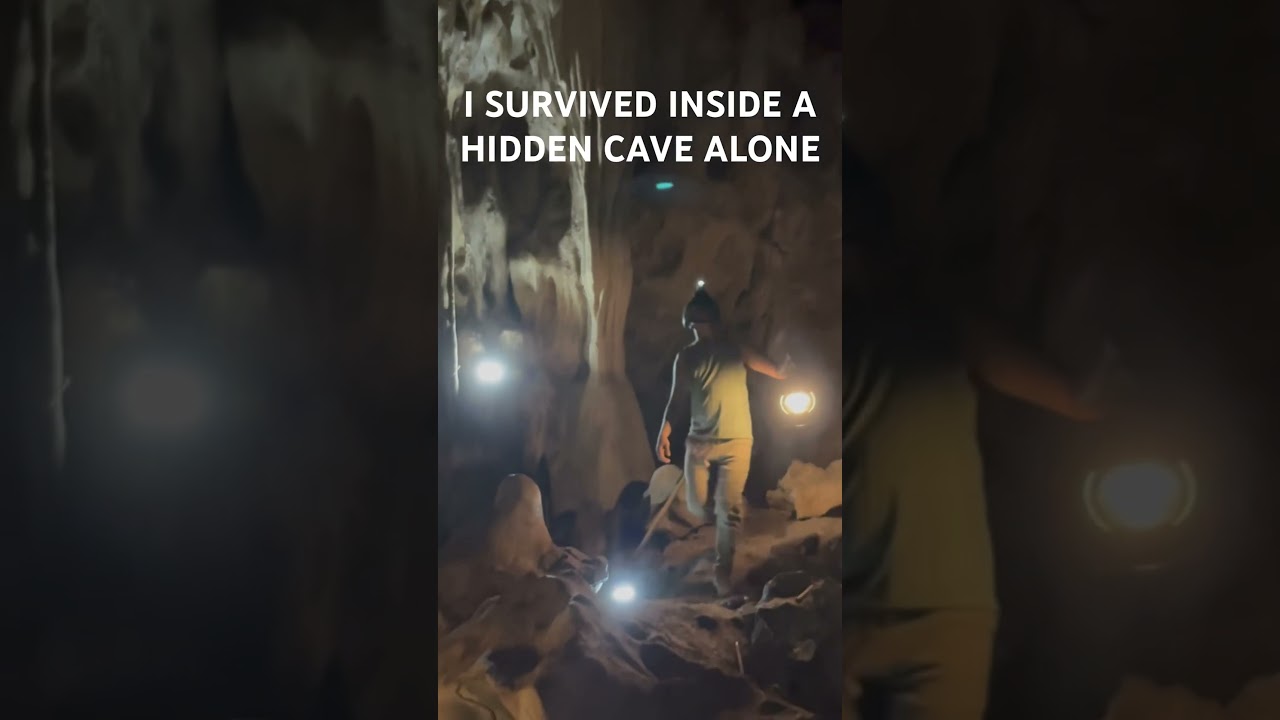 I SURVIVED INSIDE A HIDDEN CAVE #HiddenCave #AloneSurvival #CreepyCave #solocampinghutanlebat