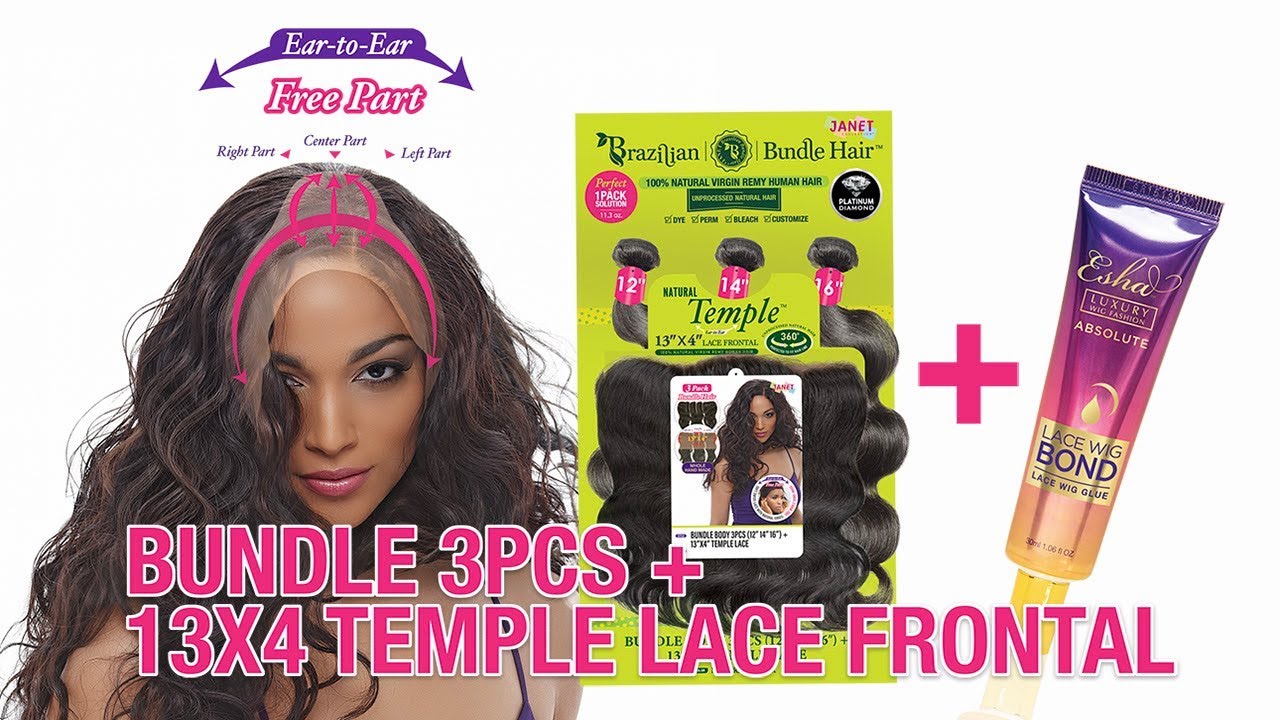 BRAZILIAN BUNDLE 3PCS + 13X4 NATURAL TEMPLE LACE FRONTAL