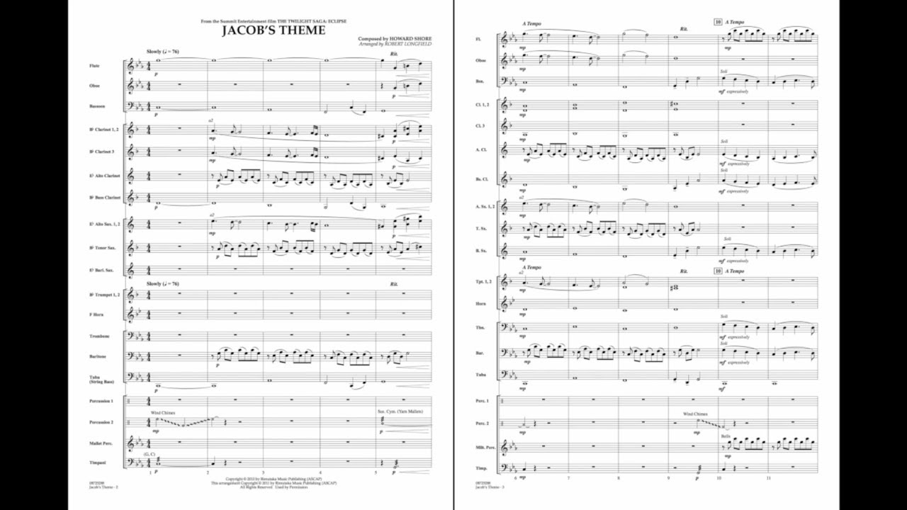 Jacob's Theme by Howard Shore/arr. Robert Longfield