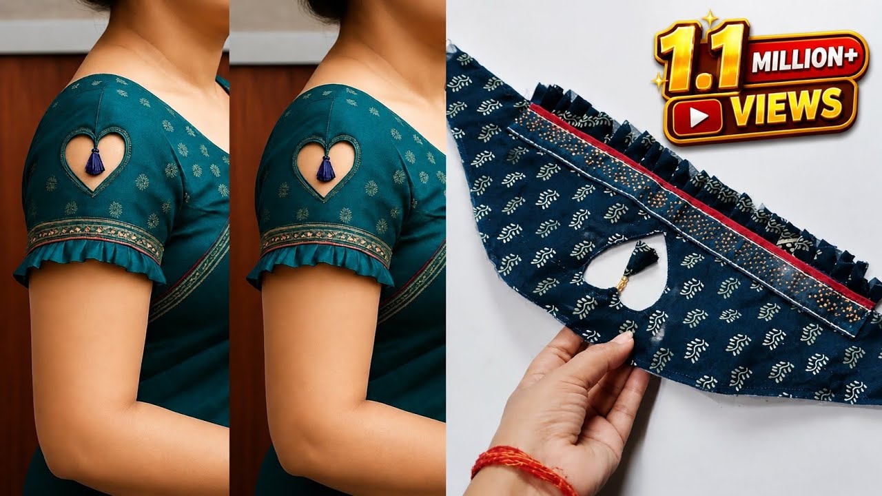New Model Blouse Sleeve Design Cutting & Stitching # blouse baju ka design# dil wala baju design