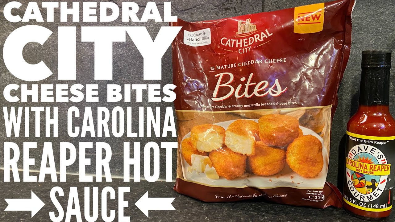 Cathedral City Mature Cheddar Cheese Bites With Dave's Gourmet Carolina Reaper Hot Sauce