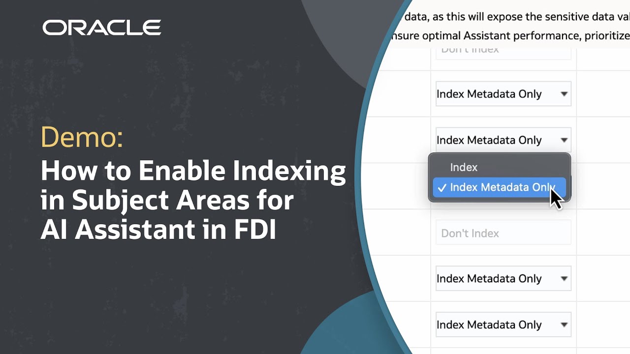 How to Enable Indexing in Subject Areas for AI Assistant in Oracle FDI