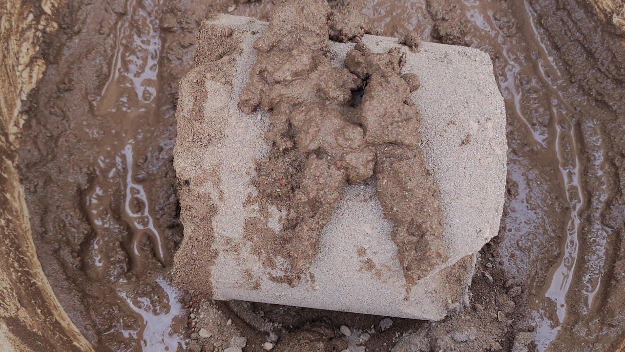 Asmr: Soft sand and red dirt huge buckets crumbling and dipping in water very satisfying