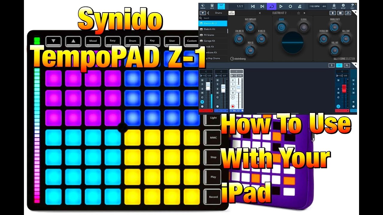Synido TempoPAD Z-1 - 64 Pad MIDI Controller - How To Use With Your iPad