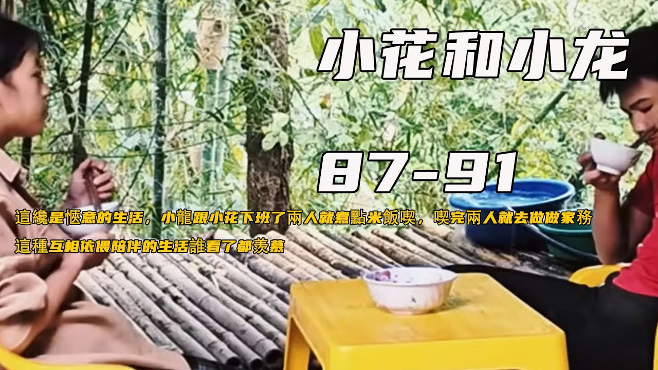這纔是愜意的生活，小龍跟小花下班了兩人就煮點米飯喫，喫完兩人就去做做家務，這種互相依偎陪伴的生活誰看了都羨慕《小花和小龍》87-91