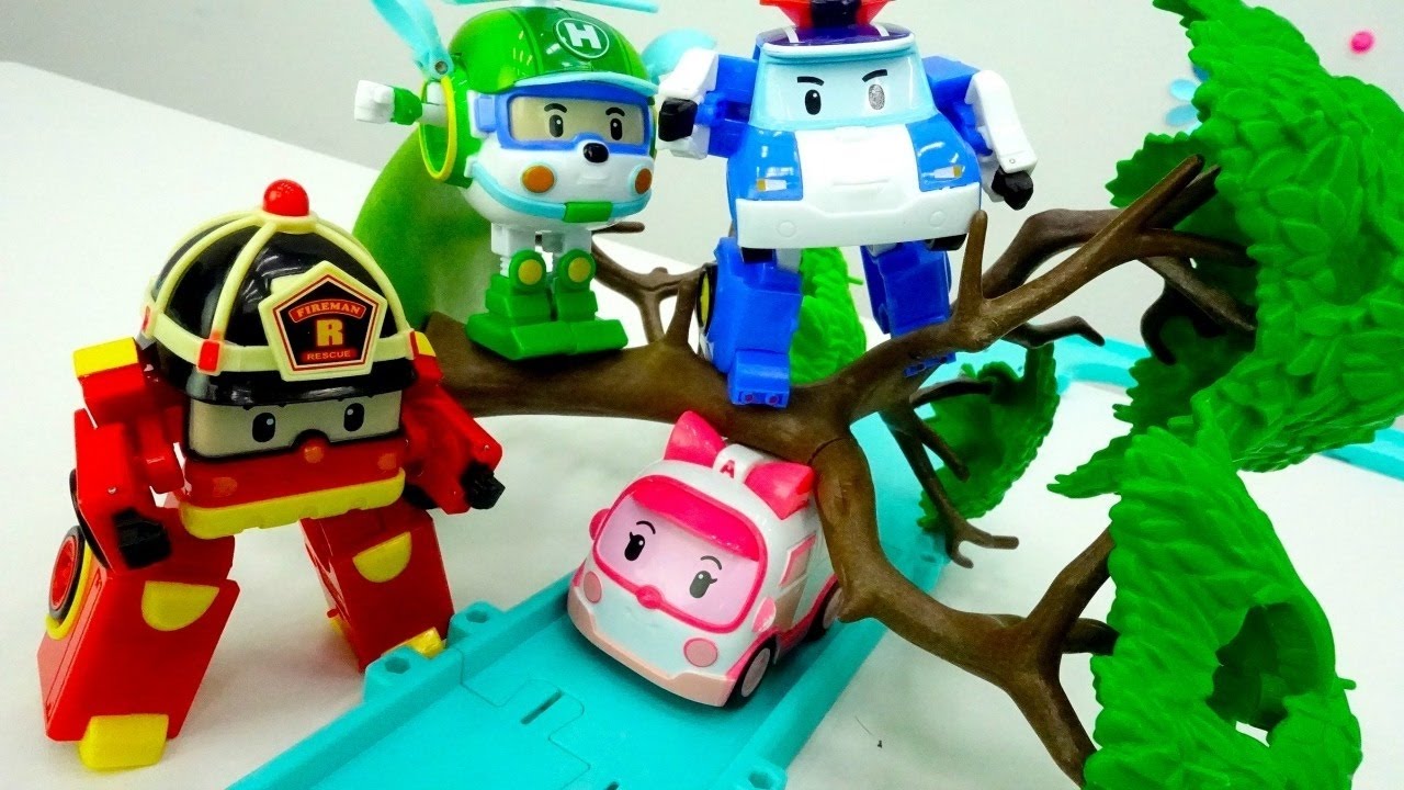 Robocar Poli  şehri kurtarıyor. Oyuncak arabalar