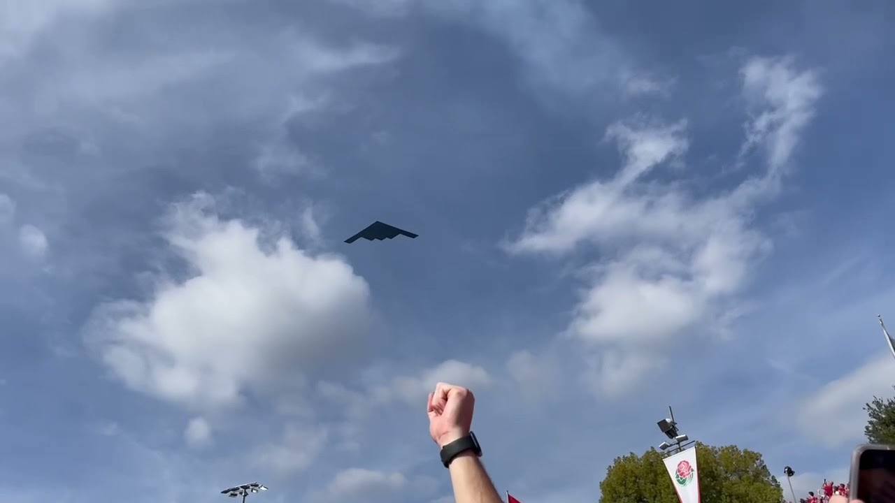 B-2 Stealth Bomber flyover at the 2022 Rose Bowl