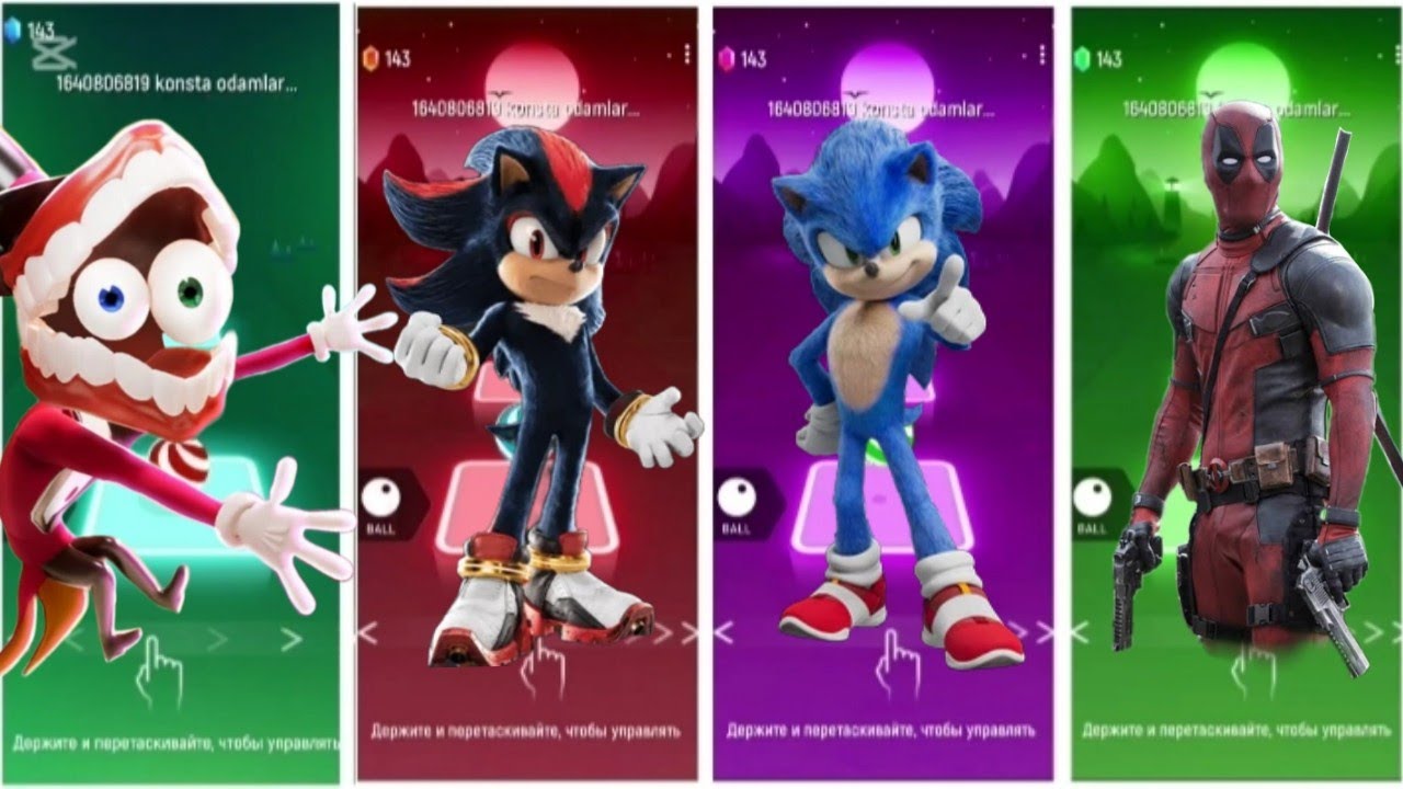 Caine vs Shadow vs Sonic vs Deadpool — Tiles Hop EDM Rush Battle!🤯