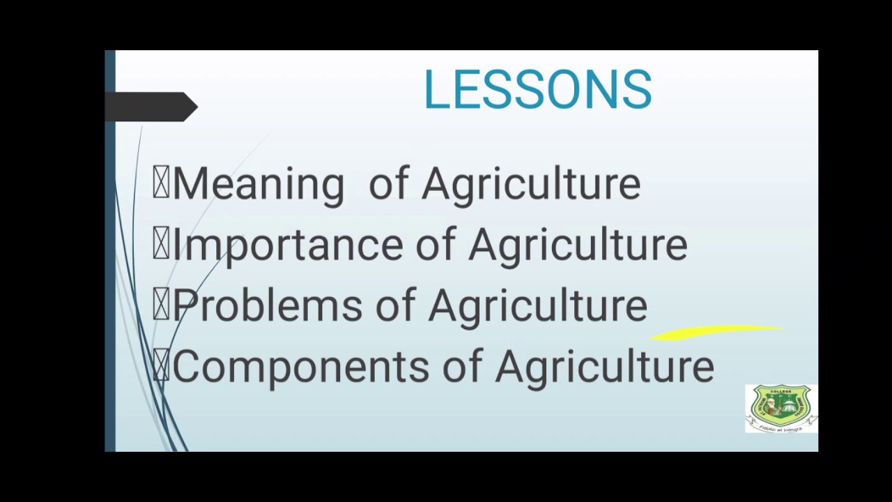 ECONOMICS -  AGRICULTURE (SS1 WK2)