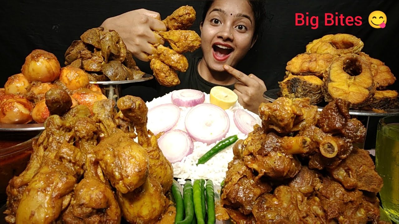 EATING 🔥MUTTON CURRY, CHICKEN LEG CURRY, FISH CURRY, CHICKEN LIVER CURRY, EGG CURRY😋 EATING VIDEOS 🤤