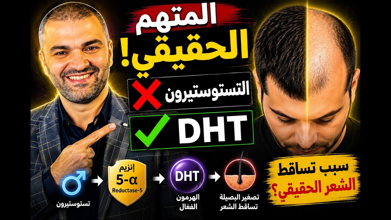 التستوستيرون والرجولة والصلع: هل “الهرمون العالي” سبب تساقط الشعر؟ (شرح DHT و5-Alpha Reductase)