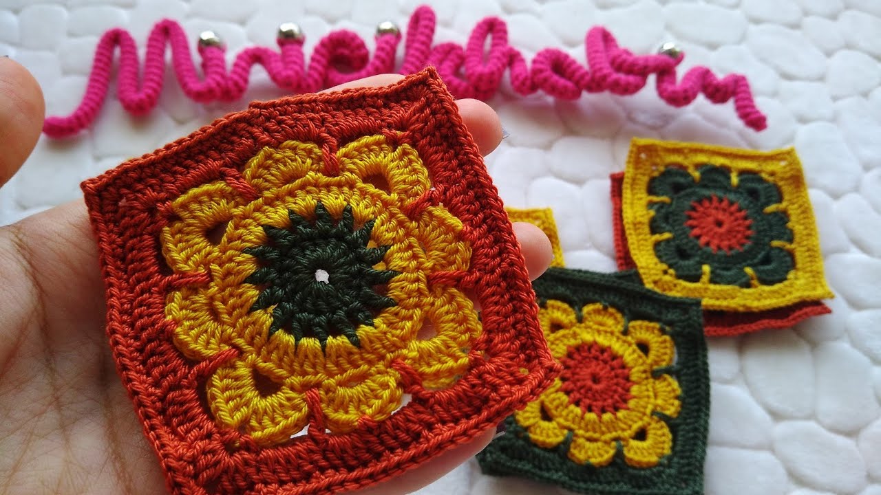 Tığ işi Şık Kare Motif Yapımı | Söğüt Ağacı Motifi | Örgü Kırlent Battaniye Motifi