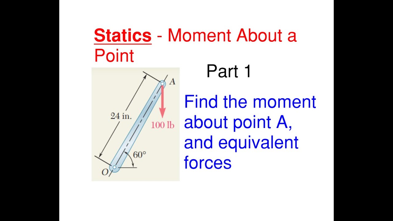 Find the Moment Value About Point O and Other Equivalent Forces Moment About a Point Part 1