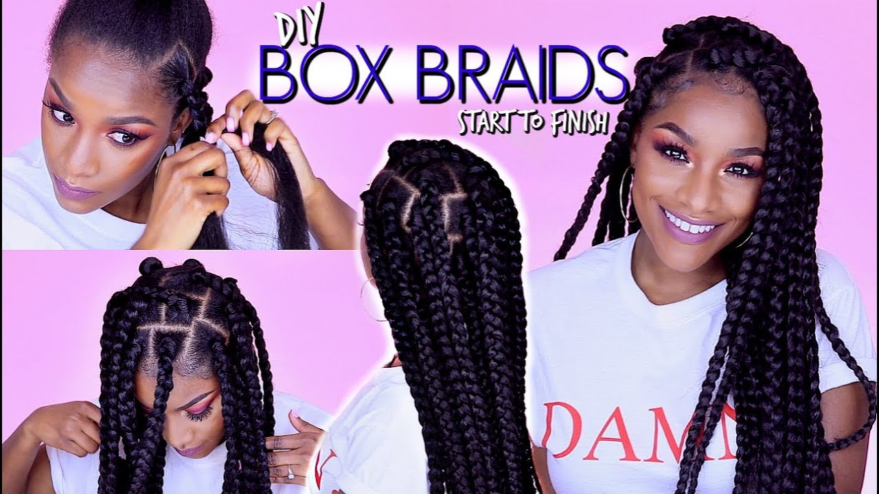 How to: BOX BRAIDS | Rubber Band Method | Won't Pull Your Hair Out!