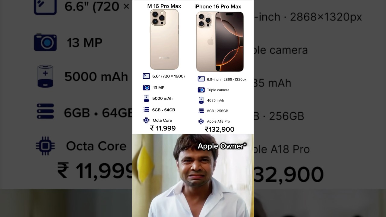 M Horse M16 Pro Max Vs iPhone 16 Pro Max #shorts