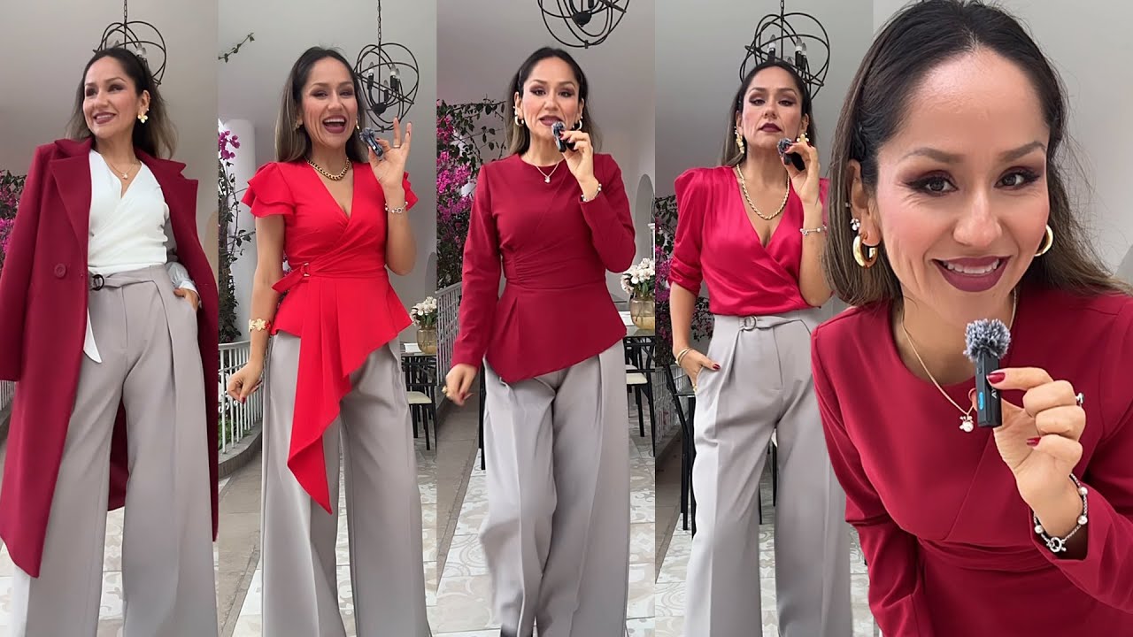 ¡Outfits rojo con gris plata! 👌🇵🇪💕