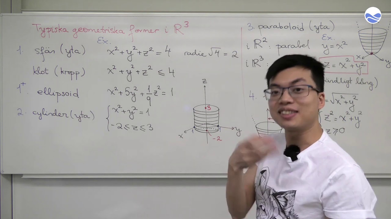Crash course i Flervariabelanalys VT20 (4 av 15): Tredimesionell geometri & kroklinjiga koordinater