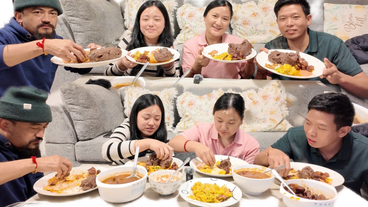 बिस्तारै गुरुङ भाषा सिक्दै ❤️🥰जेठाजु नन्द र बुढासँग ढिँडो Mukbang🫶🙀♥️