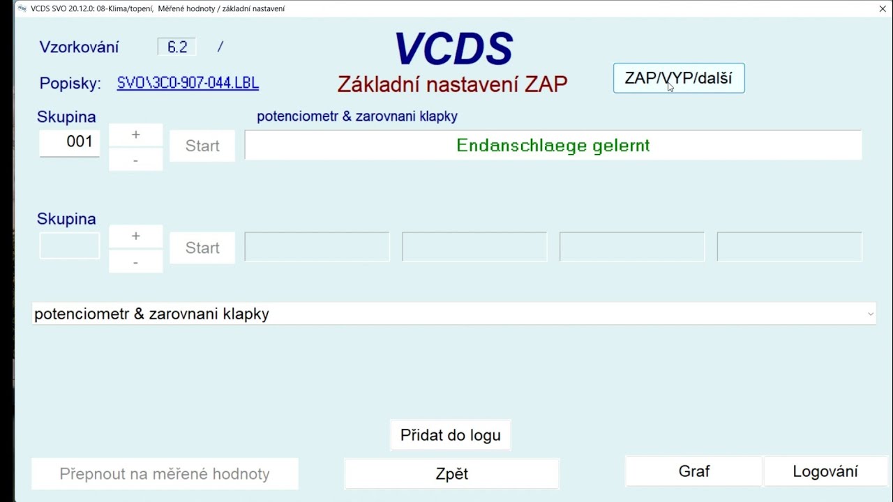 VCDS zakladne nastavenie klimatizácie motor klapky