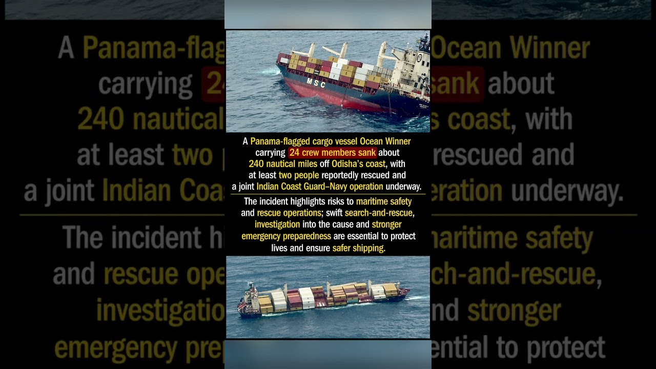 Ocean Winner Cargo Ship Sinks Off Odisha Coast 🚢🌊 #Odisha #IndianNavy #CoastGuard #MaritimeSafety