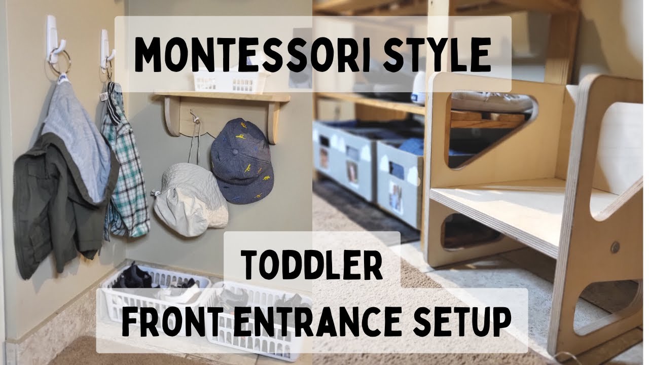 MONTESSORI HOME TOUR- Entryway organization- TODDLER MUDROOM IDEAS- Front Hall Setup-Toddler Storage