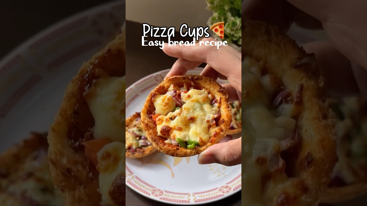 Easy bread recipe 😍 pizza cups 🍕 #recipe #breadrecipe #shorts #viralshorts