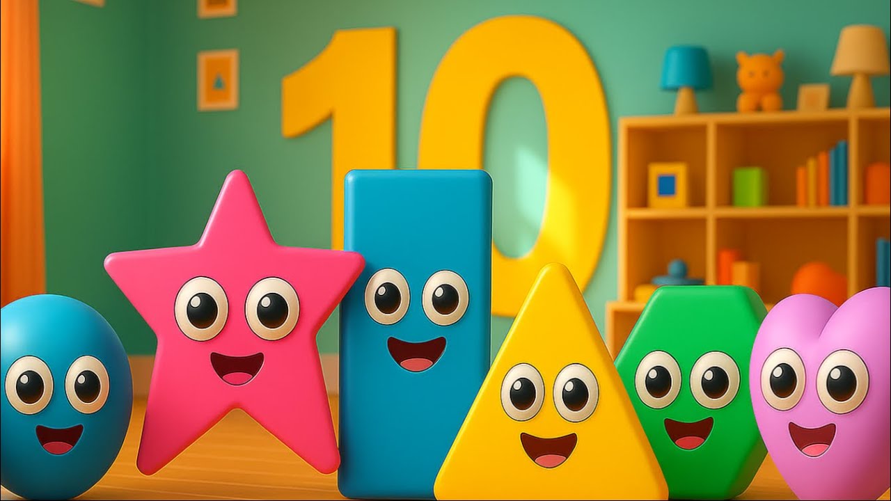 Liczymy do 10 z figurkami!🎶   Wesoła piosenka o liczbach i kształtach  dla dzieci 🤍❤️ po polsku 🤍❤️