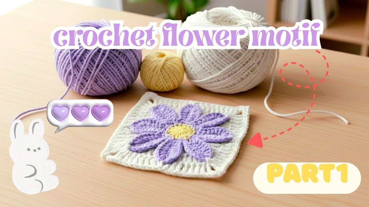 Beautiful Flower Motif: Easy DIY Crochet Guide✨🌸(part1)