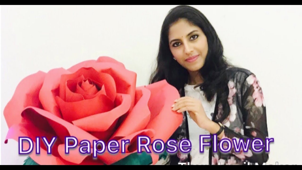 DIY Large Rose Flower (Giant Paper Flower) | Paper Flower Backdrop For Wedding/ Events | Red Rose
