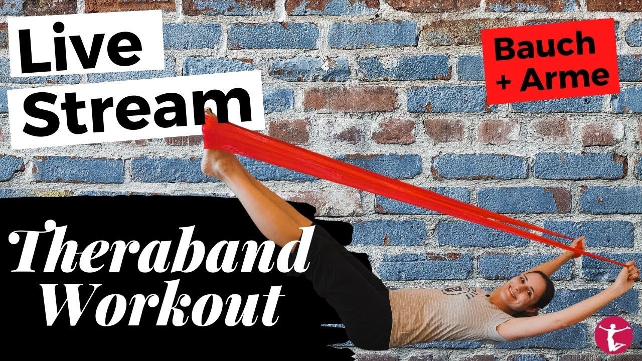 Прямая трансляция: Упражнения для пресса с Theraband на коврике | Тренировка дома с Theraband