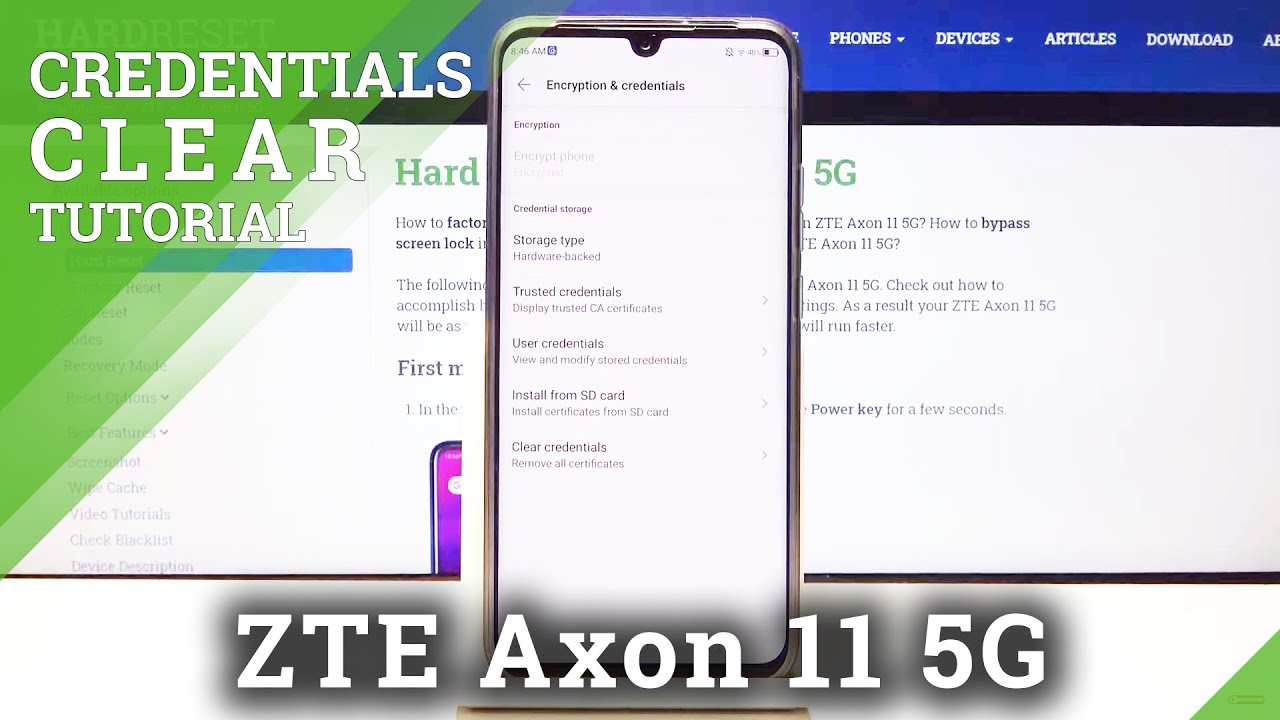 How to Clear Credentials on ZTE Axon 11 5G - Delete Certificates and Licenses