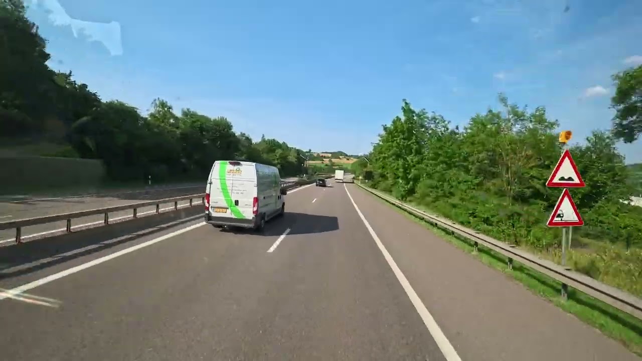 Crossing from Luxembourg to Germany – Real-Time Trucking POV with ASMR Sounds