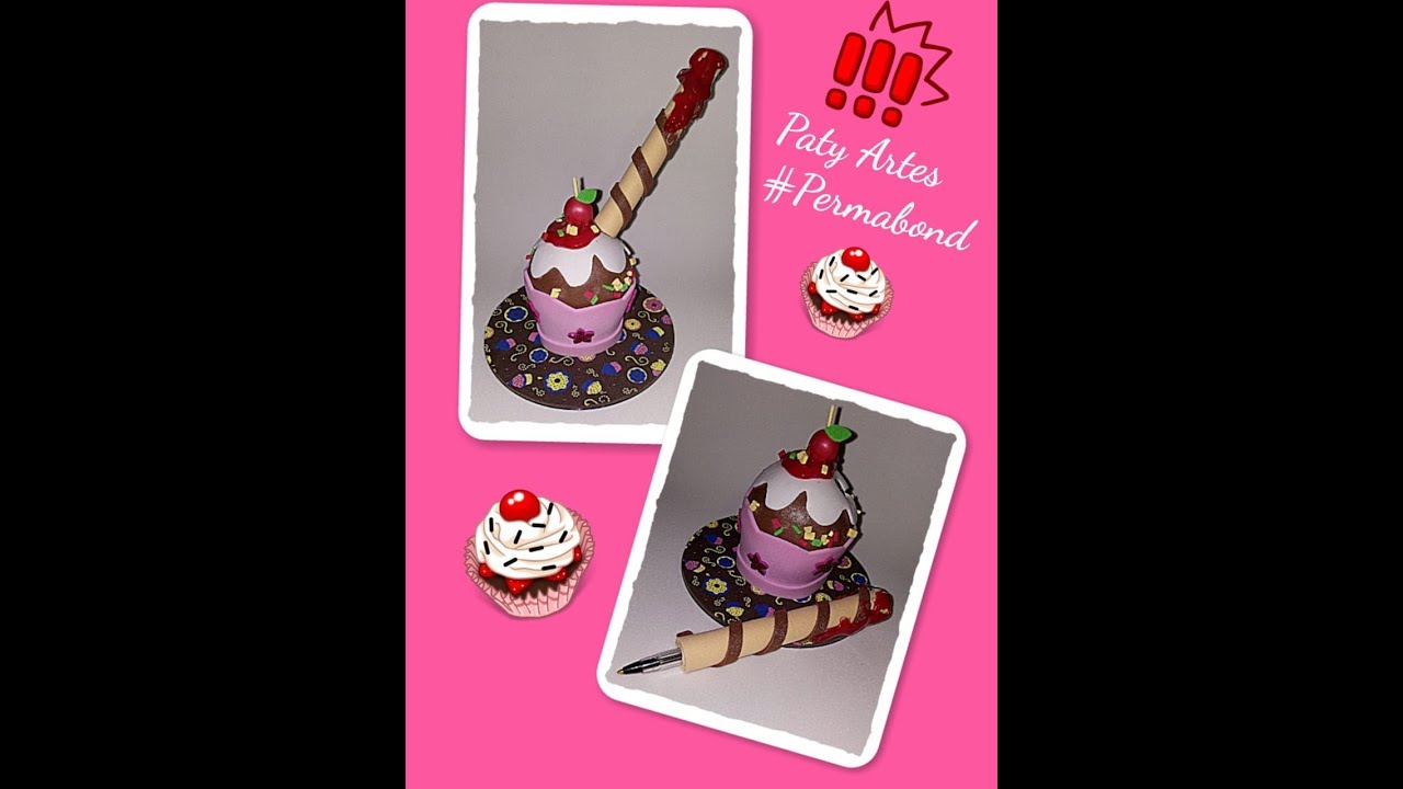 Como fazer uma linda caneta cupcake em eva