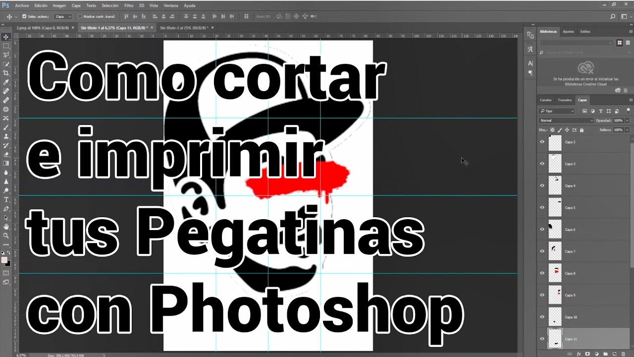 2)Tutorial | Como CORTO e IMPRIMO mis PEGATINAS en PHOTOSHOP | Mc Gordon Arte Urbano