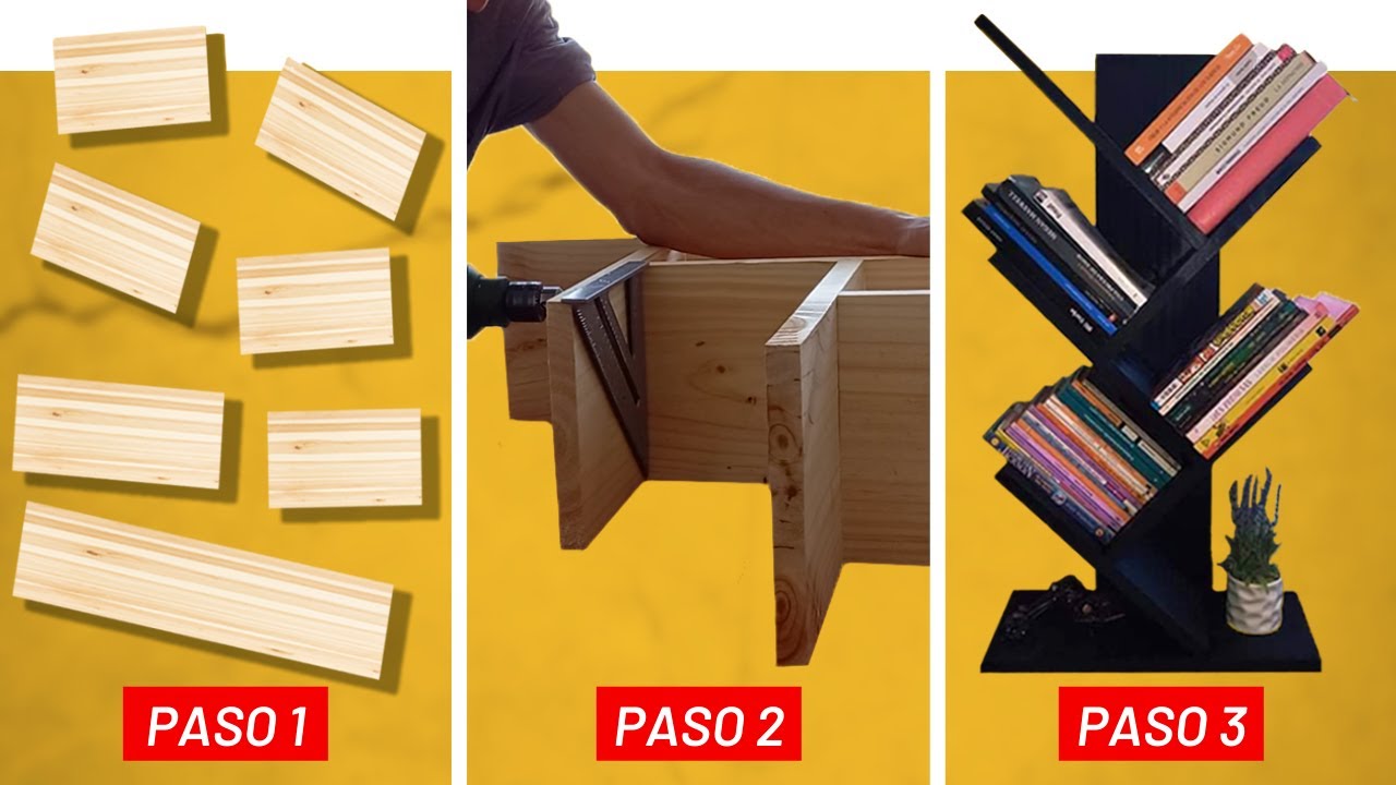 👉DESCUBRE EN 2 MINUTOS COMO CREAR UN LIBRERO TIPO ÁRBOL📚🌲 *de madera*