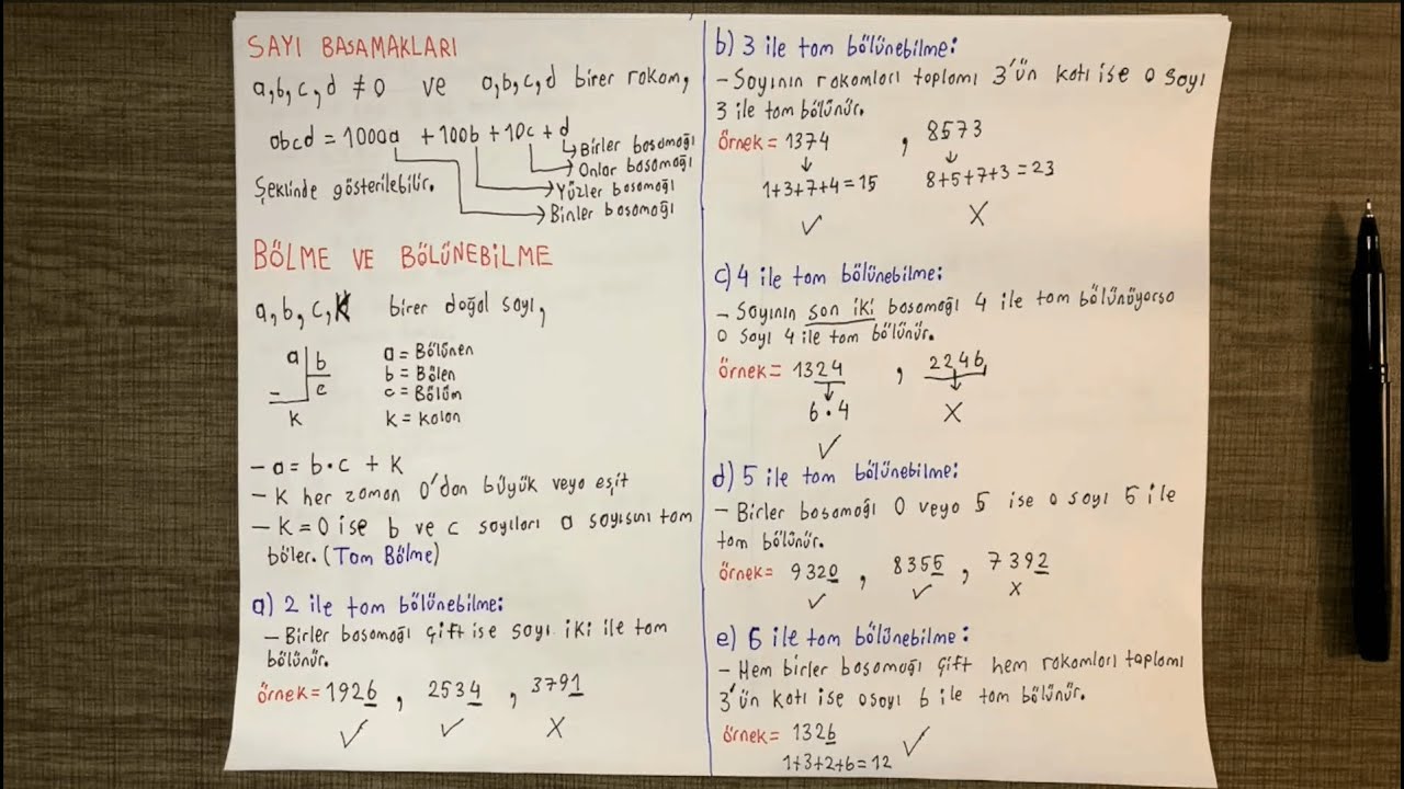 Sayı Basamakları, Bölme ve Bölünebilme (TYT Matematik)