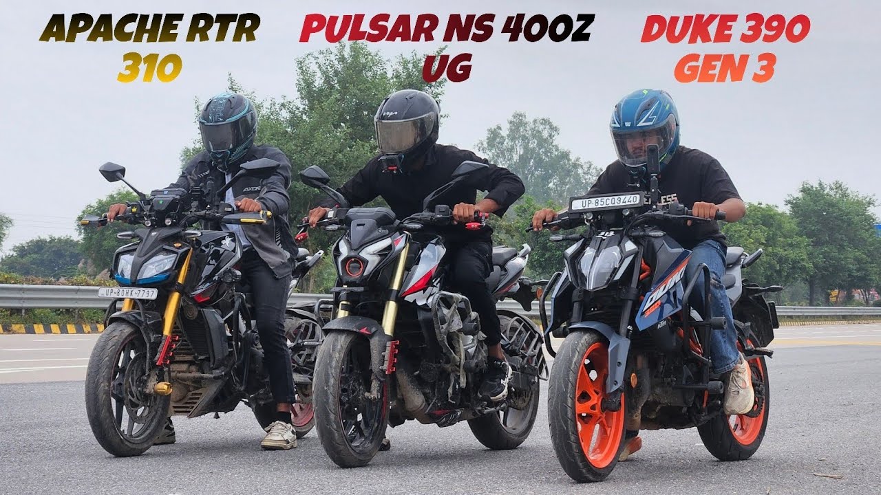 KTM DUKE 390 GEN 3 VS BAJAJ PULSAR NS 400Z 2025 VS TVS APACHE RTR 310 || DRAGRACE 