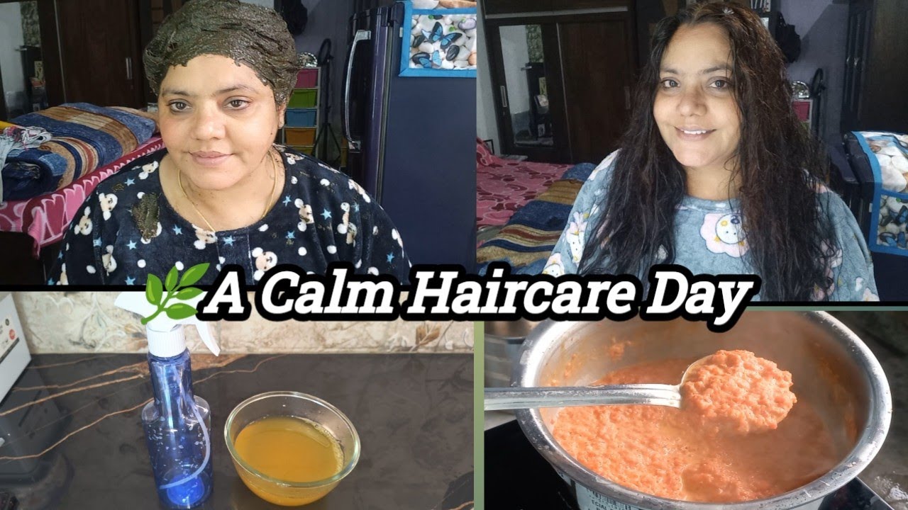 A Calm Haircare Day Routine | Home Chores, DIY Hair Toner & Gajar Halwa Vlog ✨by RoopDollyLifestyles