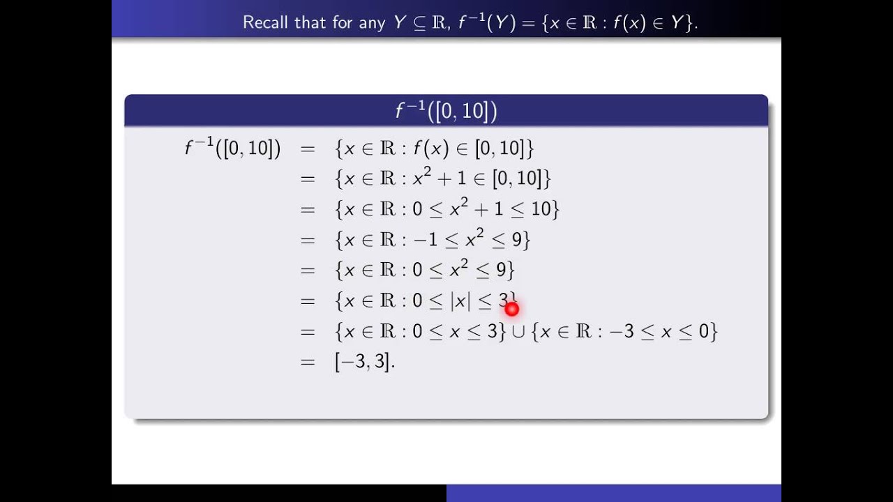 Section 4.5, part 3 Example involving inverse image
